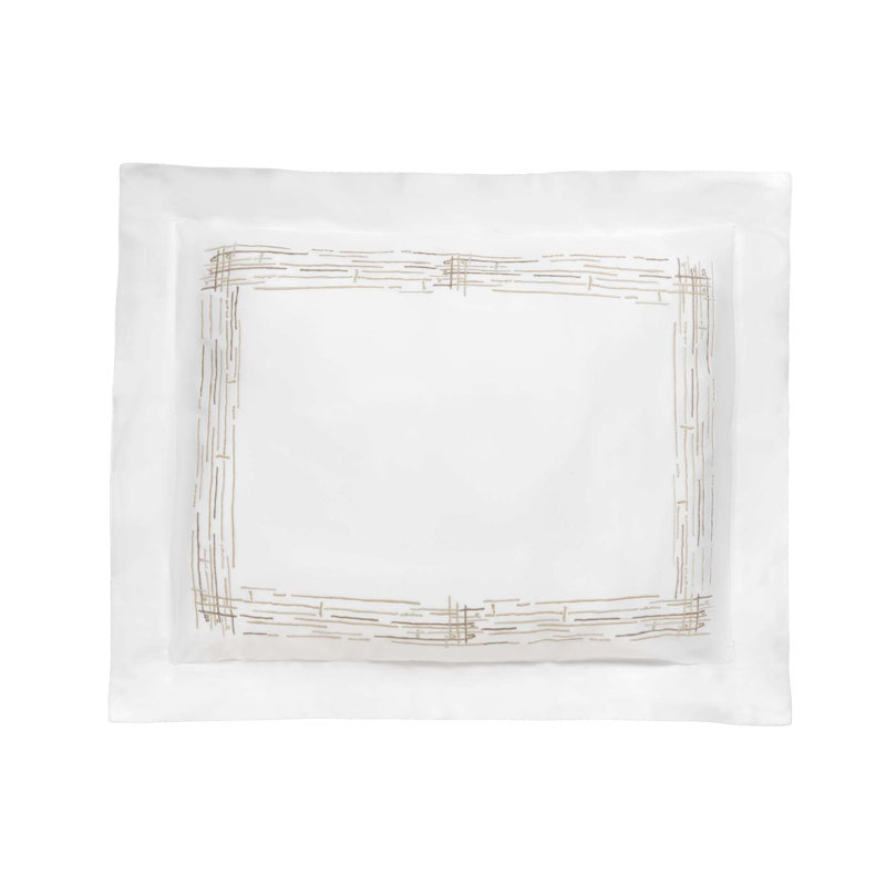 Graffiti Embroidery By DEA Sateen Sham, White/Terracotta, Standard Sham