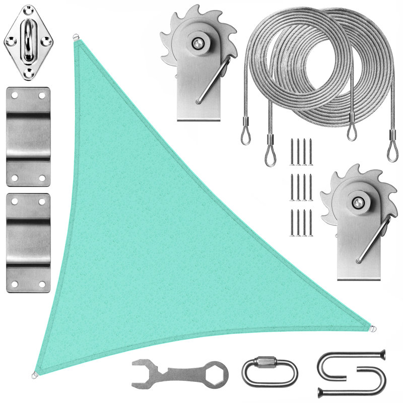 Beige Waterproof 16' Triangle Shade Sail Canopy