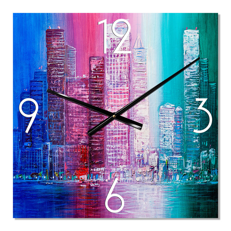 Horloge murale gratte-ciel paysage urbain abstrait II, Petit