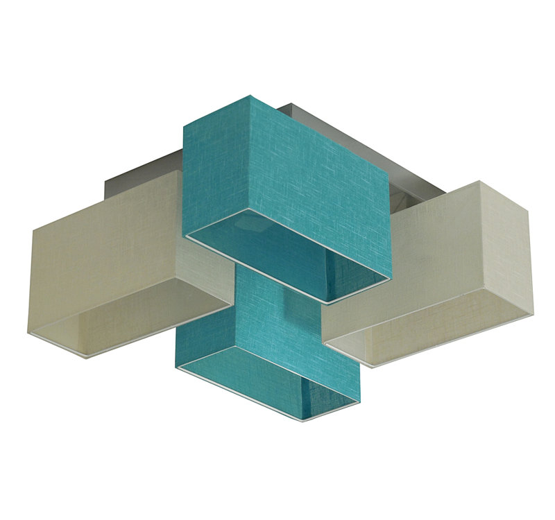 Seaton Semi Flush Mount, Turquoise/Cream transparent, Dark brown