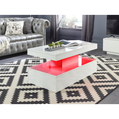 Timote Modern Gloss Coffee Table with LED Lights for Living Room