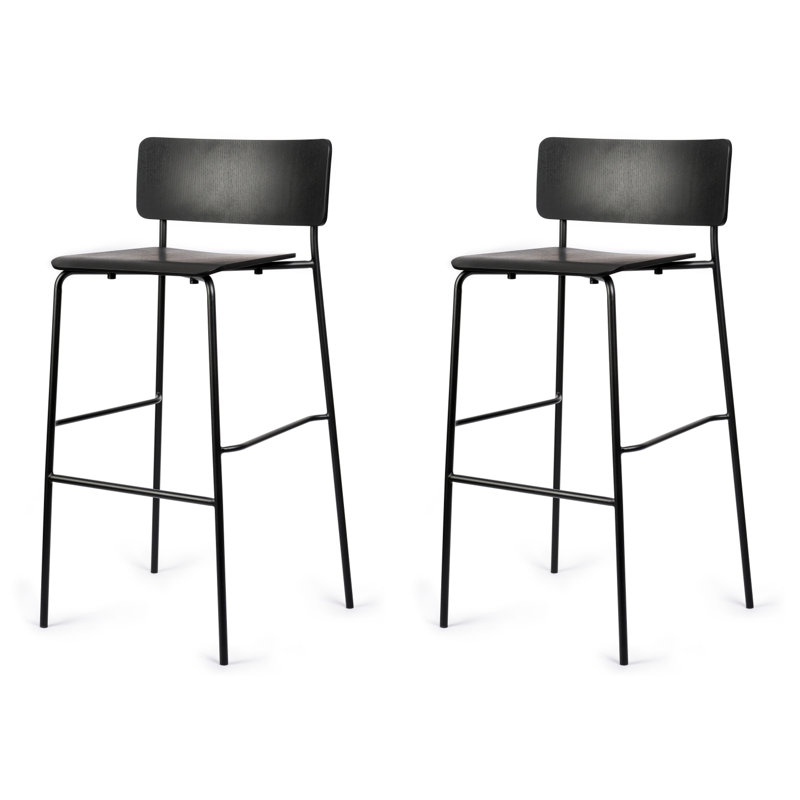 Tabouret Mia, Noir, Tabouret de comptoir (siège d'une hauteur de 25,6