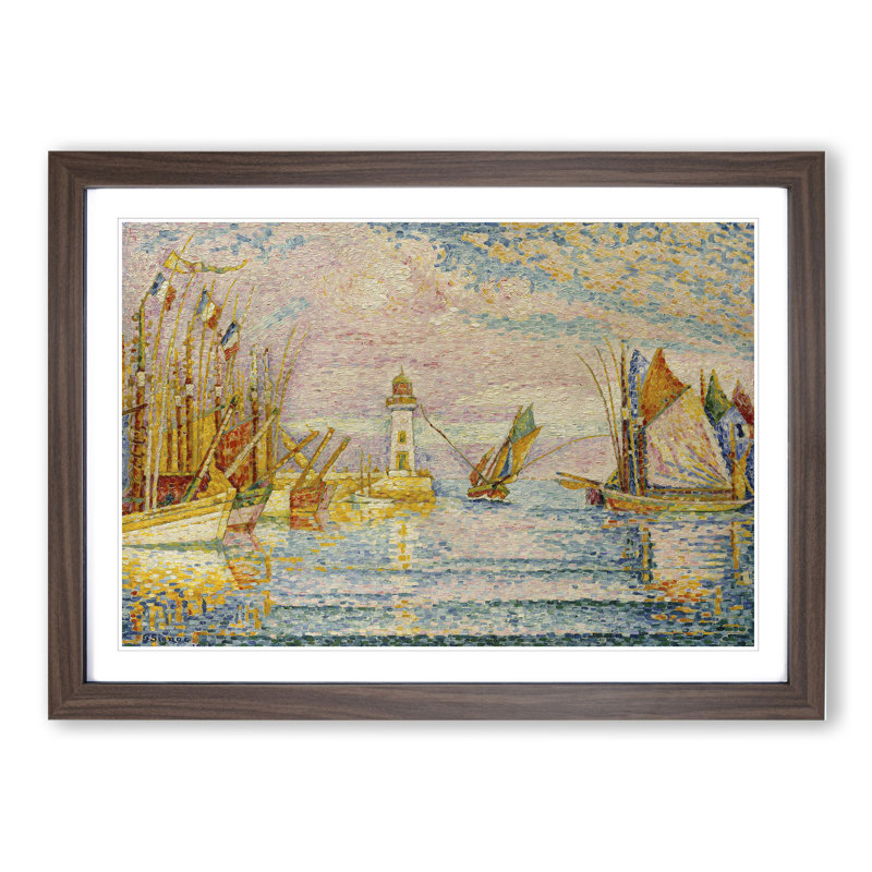 The Lighthouse Groix by Paul Signac - Picture Frame Painting, 36cm H x 48cm W x 2cm D, Walnut