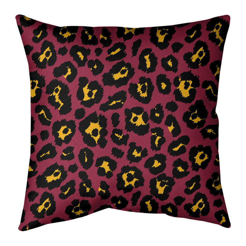 Housse de coussin carrée, Polyester filé, 14 po x 14 po, Rouge / Noir / Jaune