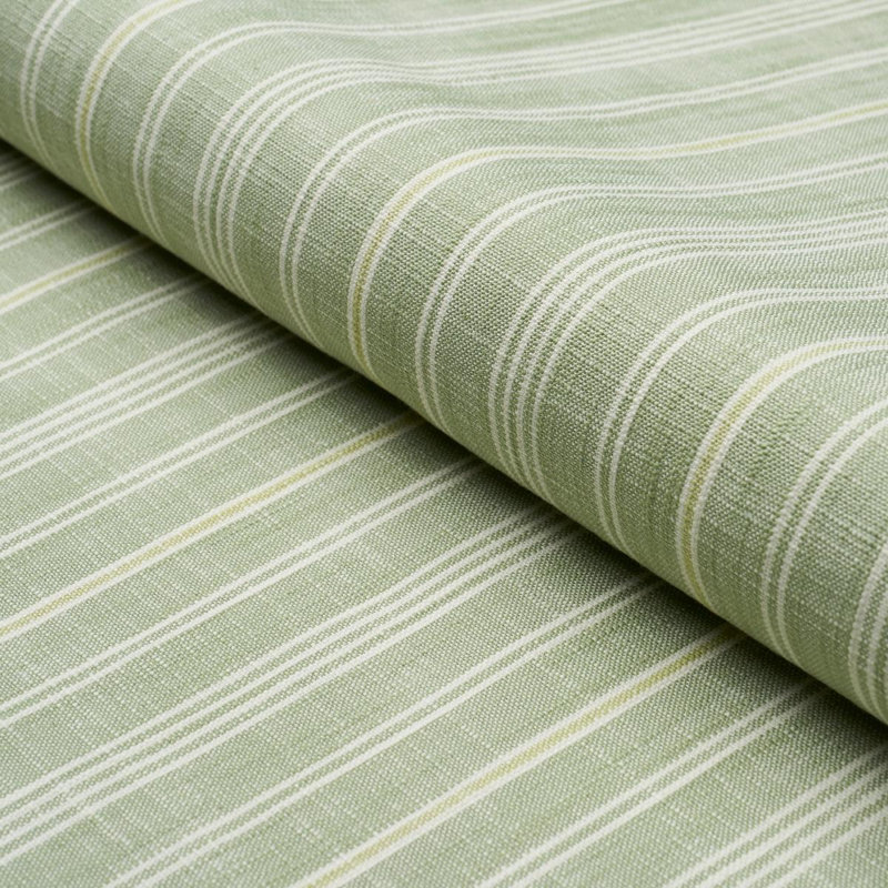 Schumacher x Mark D. Sikes Lucy Stripe Fabric, Leaf Green