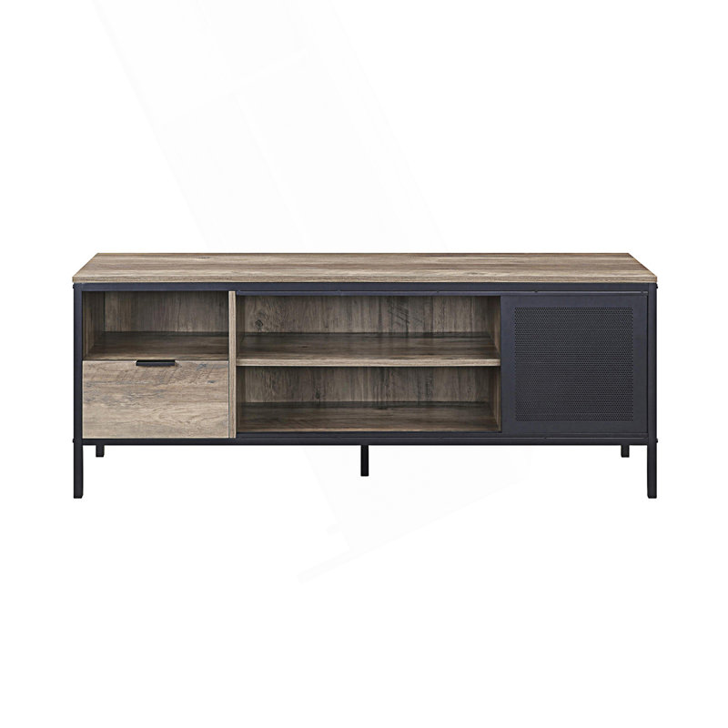 Meuble télé avec 1 tiroir et 4 compartiments de rangement, console de télévision