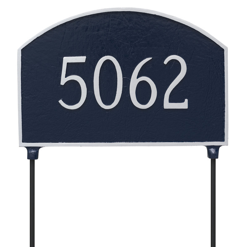 Plaque d'adresse pour pelouse 1 ligne Prestige, Bleu marine / doré