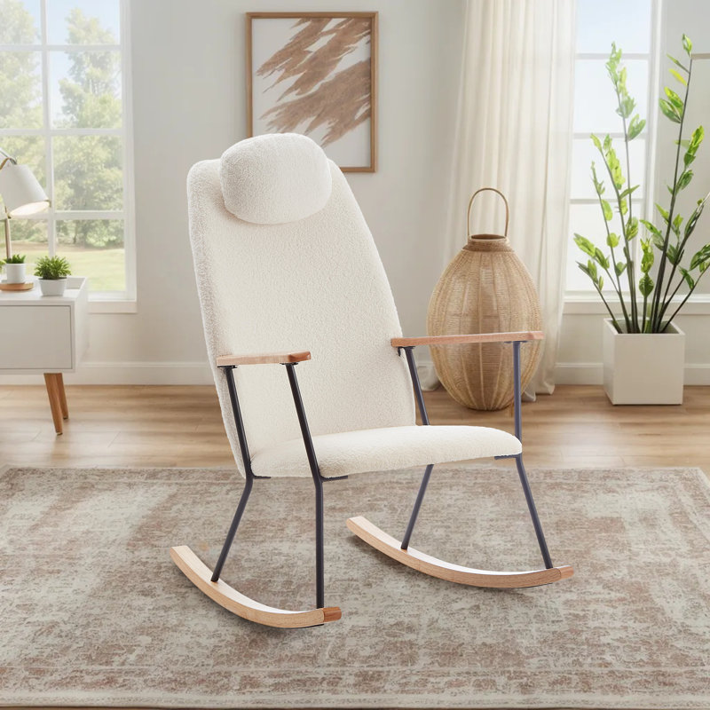Chaise berçante rembourrée l 24,39 po, Ourson blanc
