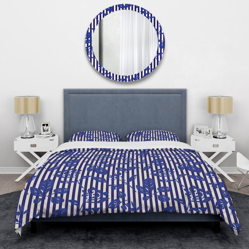 Fleurs tropicales bleues - ensemble de housse de couette abstrait - microfibre de polyester