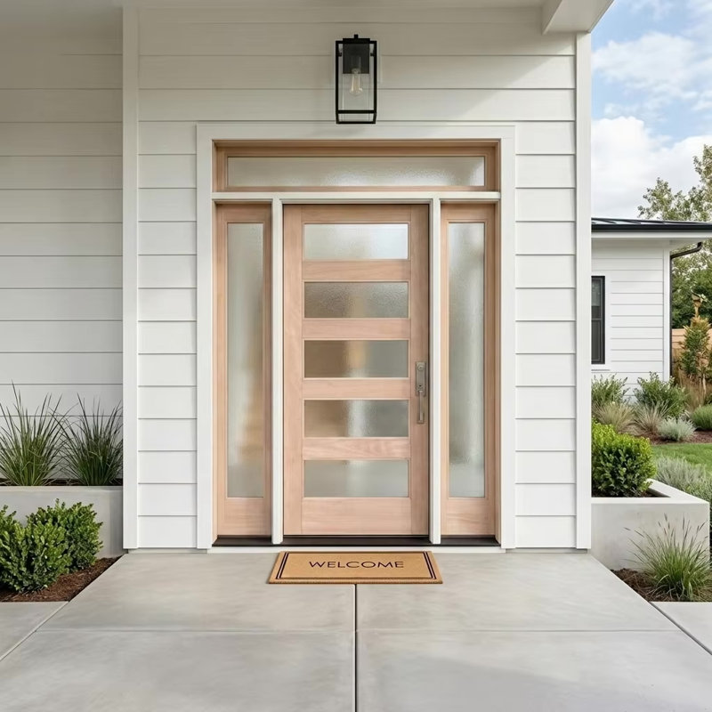 Porte d'entrée en bois brut, H 80 po x l 34 po x P 1,75 po, Givré