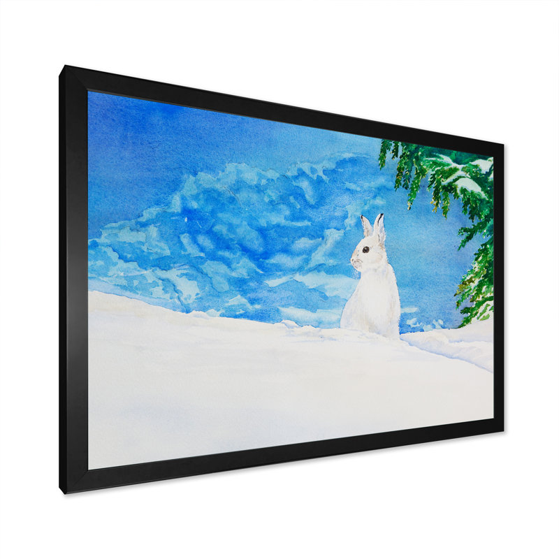 Reproduction de cadre flottant sur toile Christmas Winter Rabbit, H 8 po x l 12 po x P 1 po, Cadre photo noir