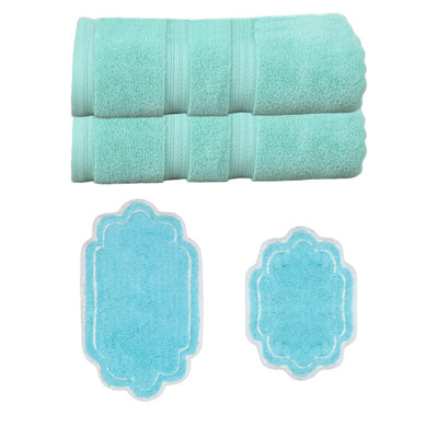 Ensemble de serviettes de bain et de tapis de bain 100% coton doux 2 pièces Talbert Collection