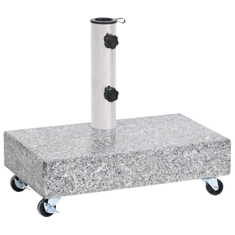 Gray Granite Wheeled Umbrella Base with Stainless Steel Tube