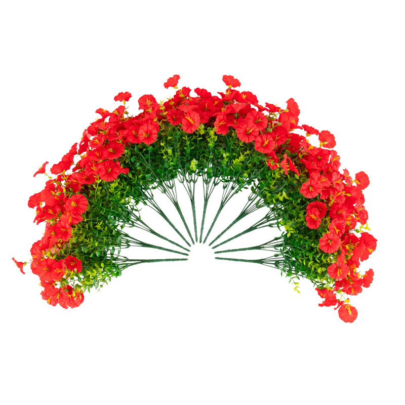 13 po Buisson artificiel résistant aux rayons UV (intérieur / extérieur) - ensemble de 12, Rouge