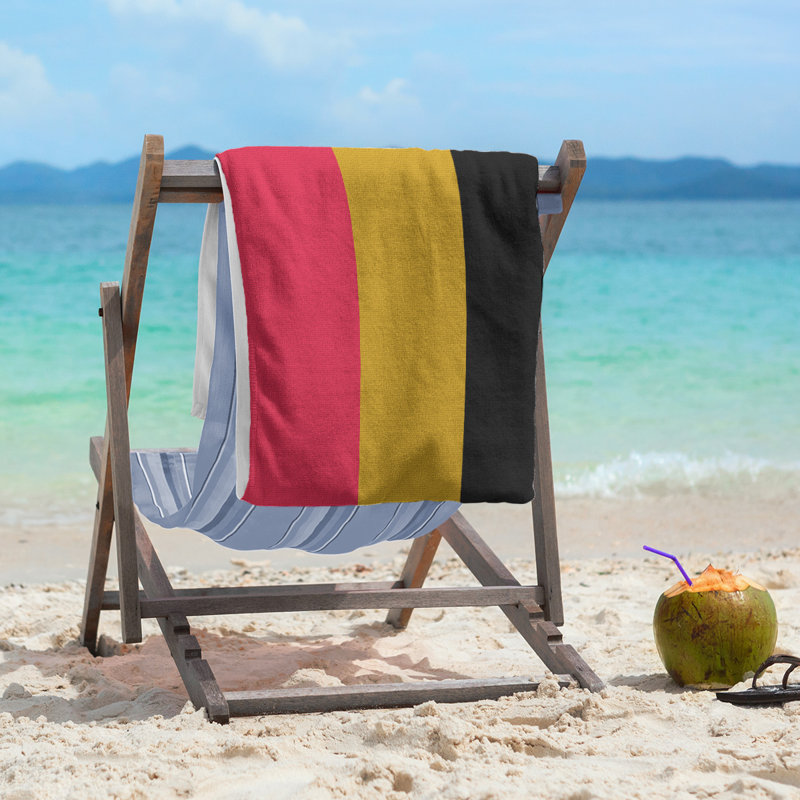 Lightweight Beach Towel, Microfiber, Red/Gold/Black