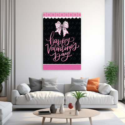 Joyeuse Saint-Valentin - art contemporain à motif d'arc rose Xo