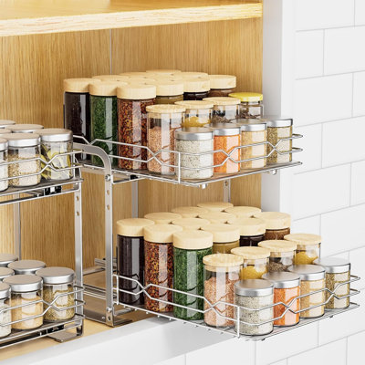 Rangement à épices escamotable pour l'intérieur de l'armoire, étagère à épices à 2 niveaux