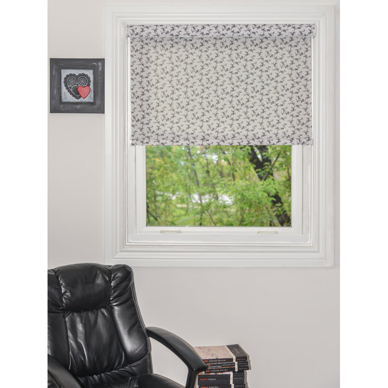 Rideau roulant semi-transparent à imprimé floral, De soirée, l 44 x L 72, Sans fil