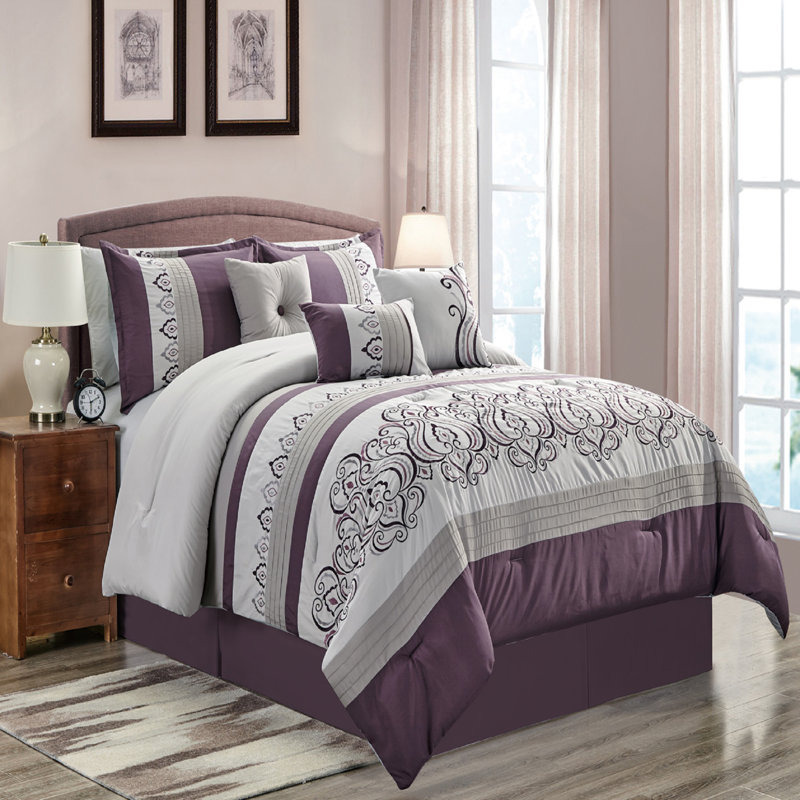 Polyester Ring Stitch Paisley Comforter, King Comforter + 6 Additional Pieces