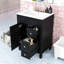Meuble-lavabo autoportant élégant avec lavabo en céramique, portes à fermeture en douceur et rangement réglable-244179792
