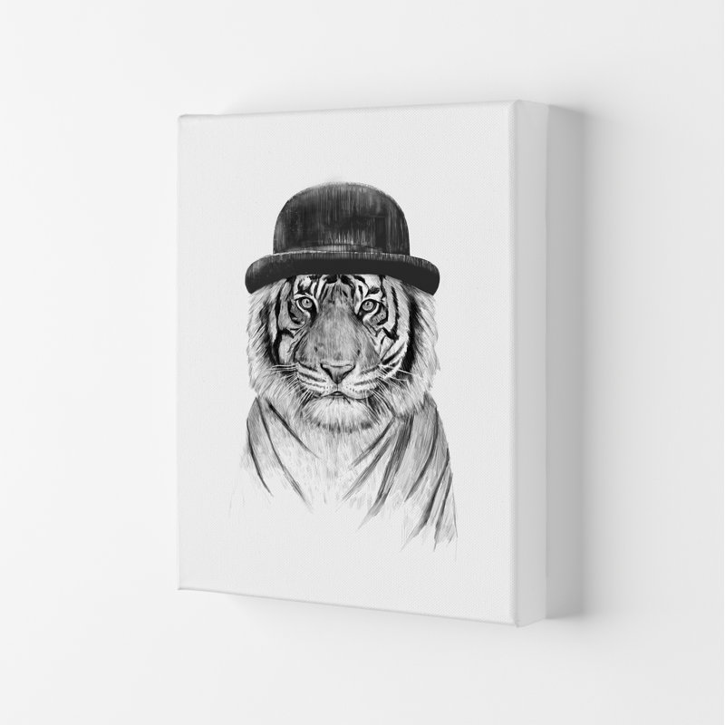 Welcome To The Jungle Tiger by Mercedes Lopes Charro - Print, 84.1cm H x 59.4cm W x 4cm D, Wrapped Canvas