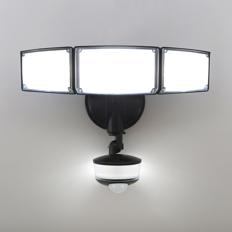 1 3 lumières de sécurité d'extérieur résistantes aux intempéries avec veilleuse, Noir