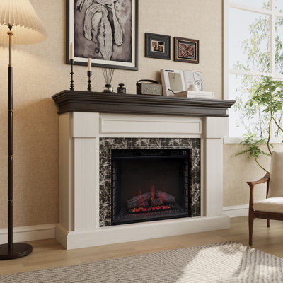 59" Electric Fireplace With Heater And Mantel – Realistic Flame, 1400w Quiet Heat, Remote Control And Timer For Living Room Or Bedroom