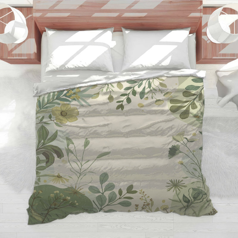 Botanical Floral Illustration Comforter, Queen