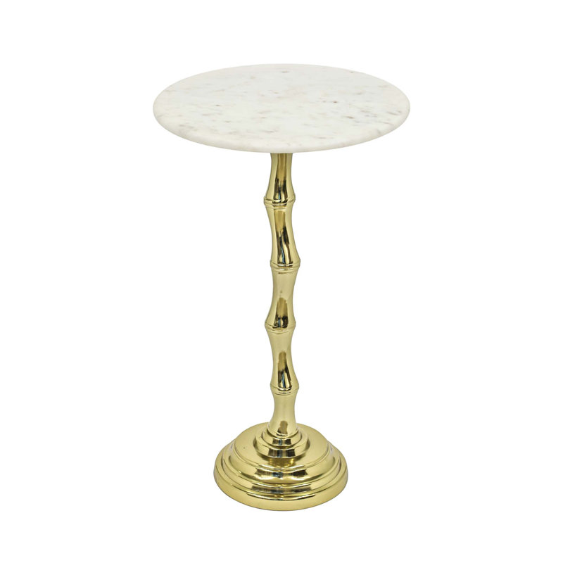 Table d'appoint élégante avec dessus en marbre d'inspiration bambou