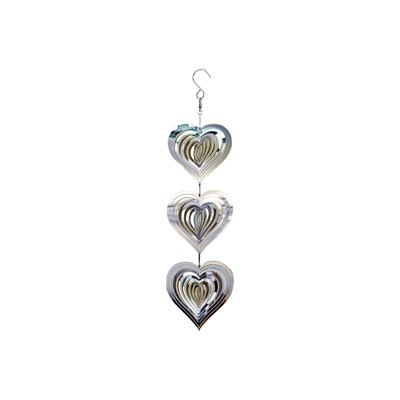 Hanging Reflective Wind Chime Wind Turntable, 17.32x3.94 inches, Silver