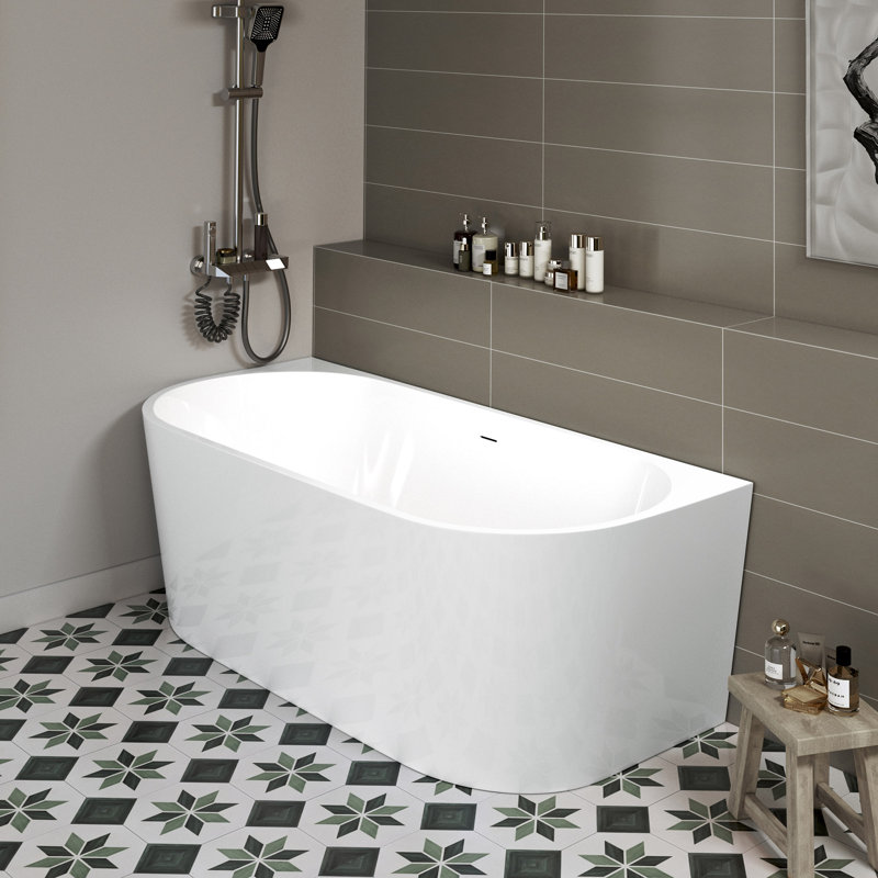 WOODBRIDGE 66.9 X 30.7 X 23.6" freestanding back-to-wall soaking bathtub, 66.9" L x 30.7" W x 23.6" H