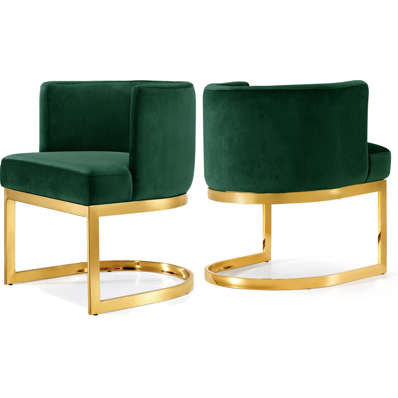 Gianna Barnier Wingback Arm Chair, Green Velvet, Gold