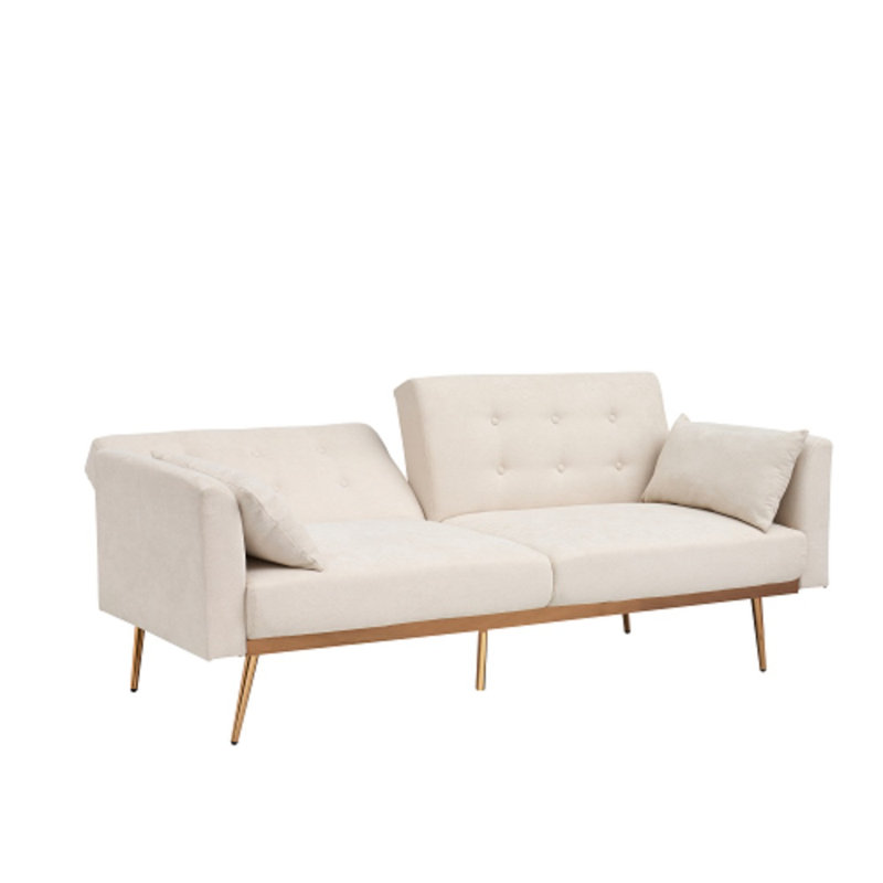 Canapé à accoudoirs évasés 78 po, 100% coton beige clair