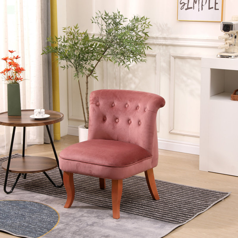 Fauteuil d'appoint en velours pour la maison et le bureau, Velours rose, Brun