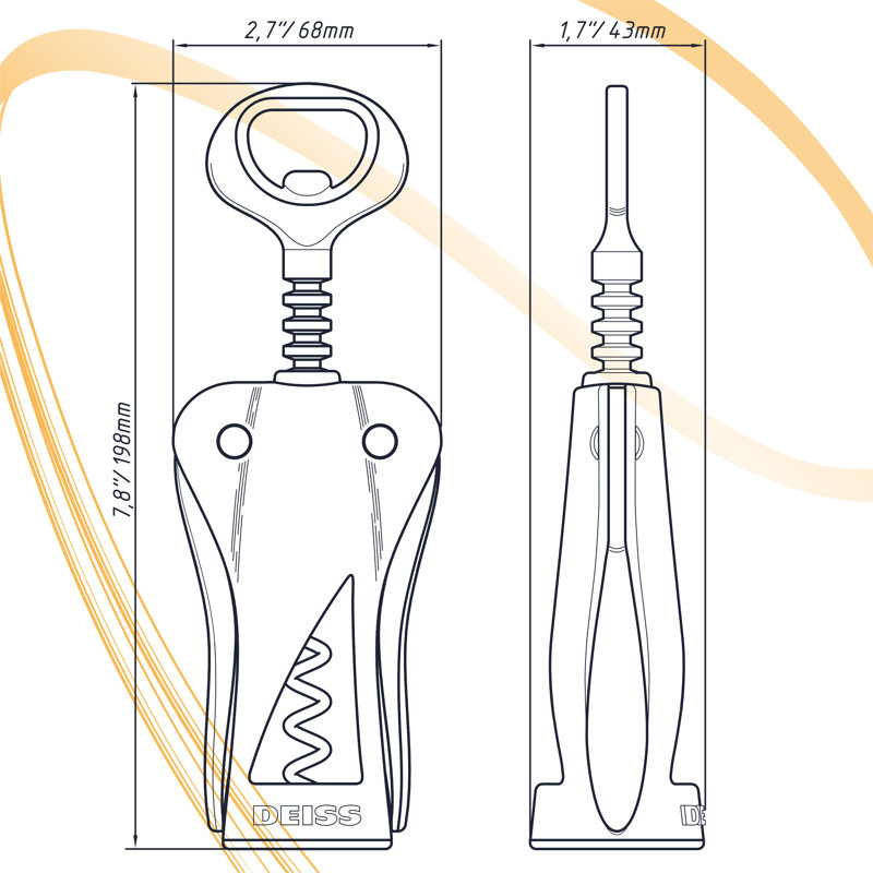 Deiss Lux Wing Corkscrew Wine Bottle Opener with Built-in Beer Bottle Opener
