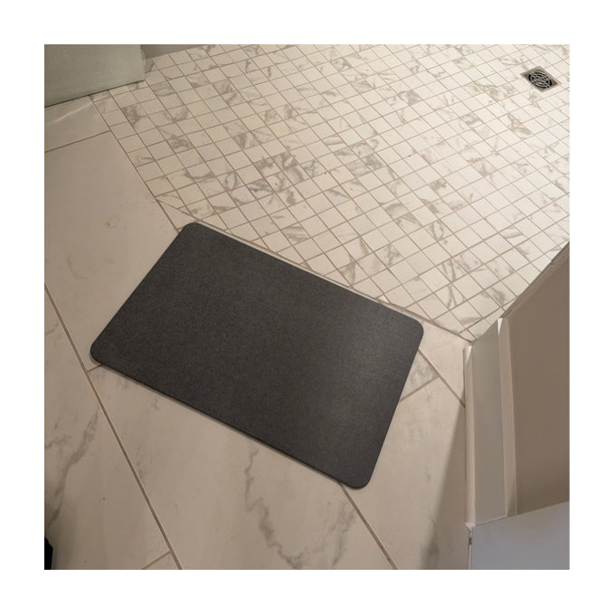 Stone Bath Mat Diatomaceous Earth Shower Mat Non-Slip Super Absorbent Diatomite Stone Mats 24" X 15" - Black