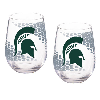 Collegiate Officially Licensed Stemless Wine Glass Set, 17oz, Set of 2