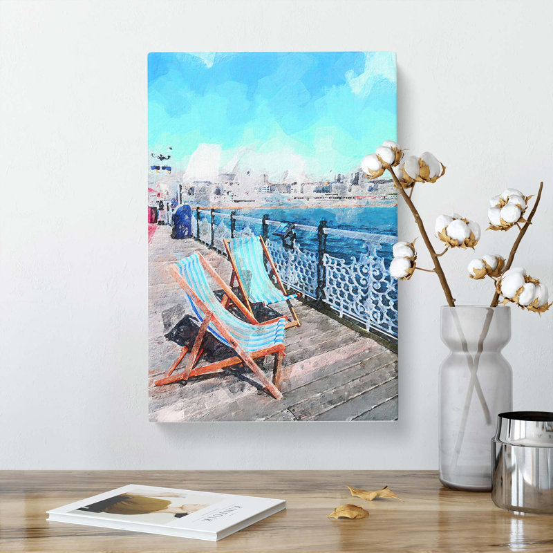 Upon Brighton Beach Pier In Abstract - Wrapped Canvas Painting, 76cm H x 50cm W x 3cm D
