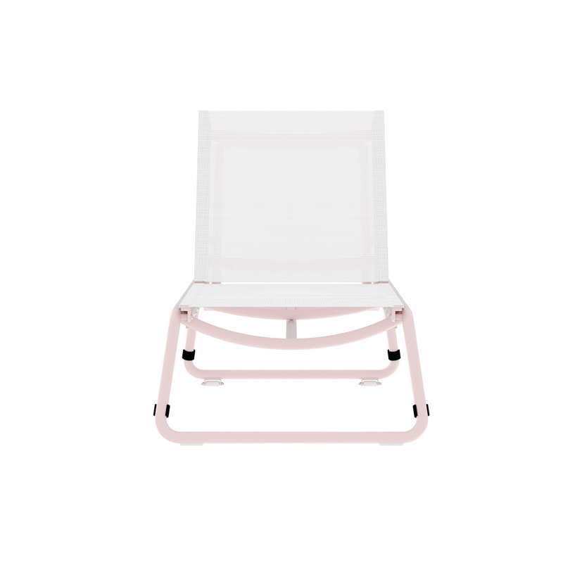 Corail Outdoor Rust-Resistant Metal Chaise Lounge, Pastel Pink