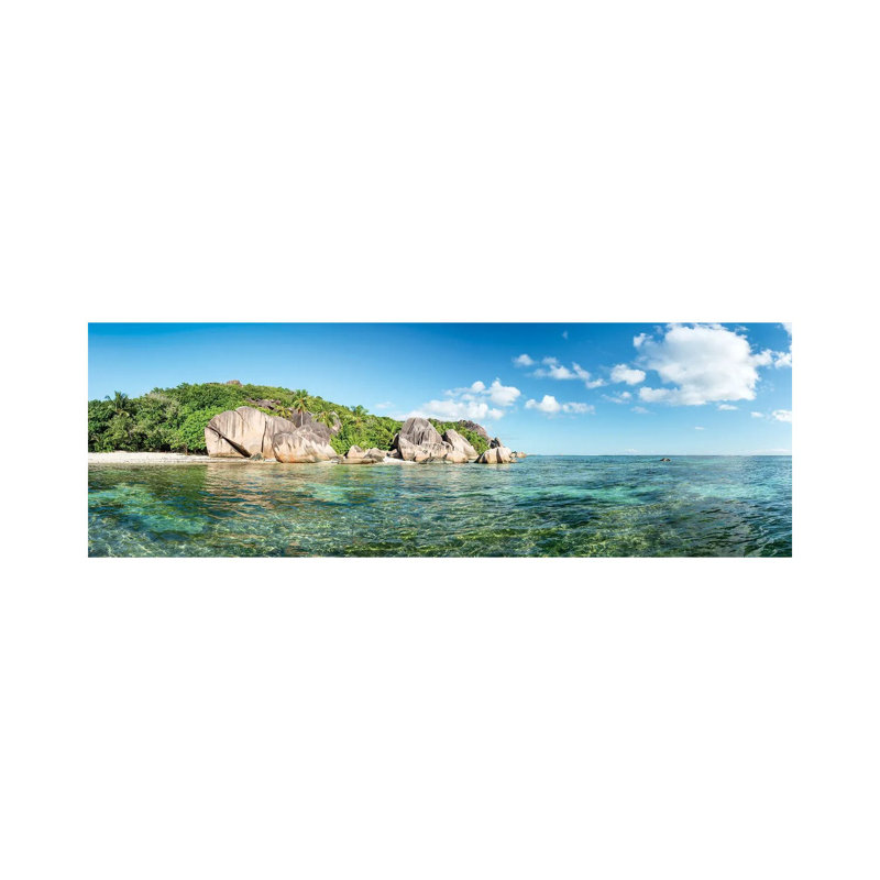 Anse Source D'Argent Beach Panorama, La Digue, Seychelles by Jan Becke - Wrapped Canvas Panoramic Print