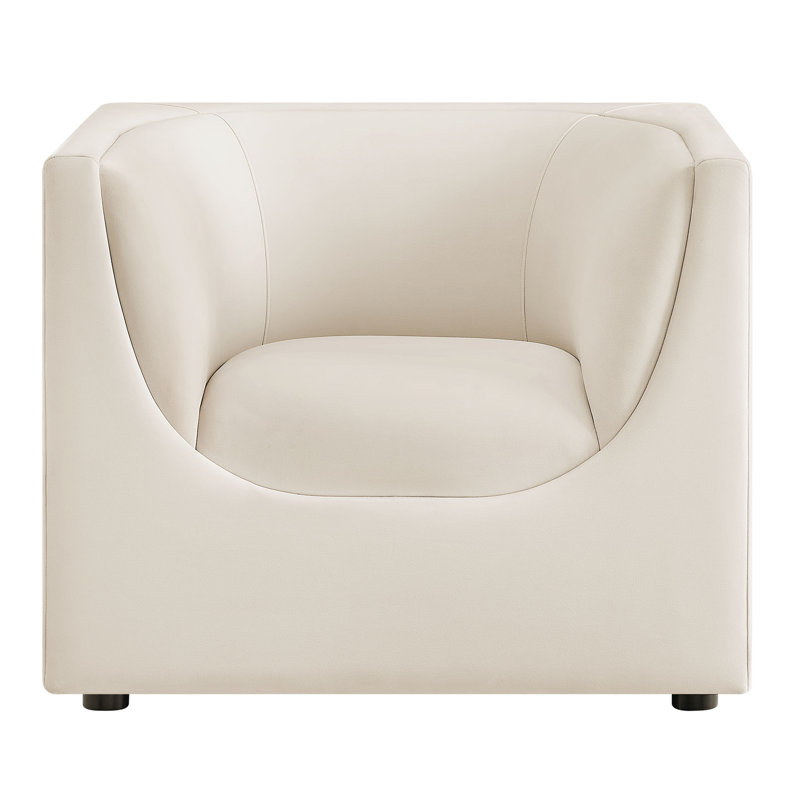 Fauteuil en velours Dunkley, Albâtre
