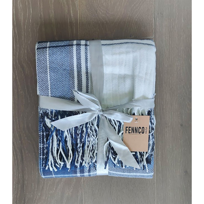Sevan Collection Hand Woven Throw Blanket, Navy Blue