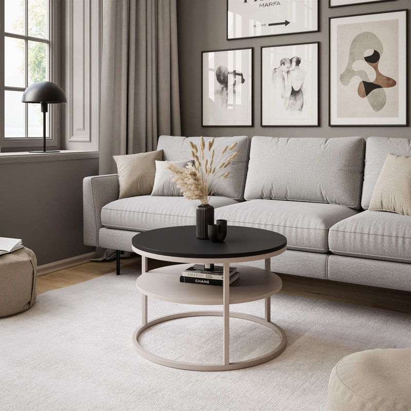 Amolika Coffee Table with Storage, Black Matt, Wood