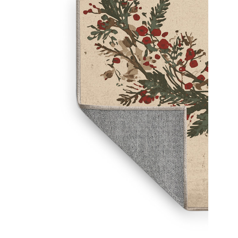 Machine Washable Aguayo Christmas Modern & Contemporary Abstract Rug in Beige – Beige Binding, 6x9