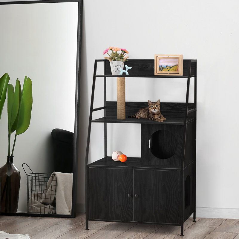 Litière pour chat avec station de charge, Noir, noir, noir, noir