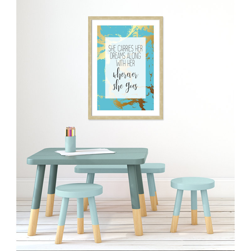Wherever She Goes' Framed Art, 36.5" H x 26.5" W x 0.63" D, Champagne Flat Framed