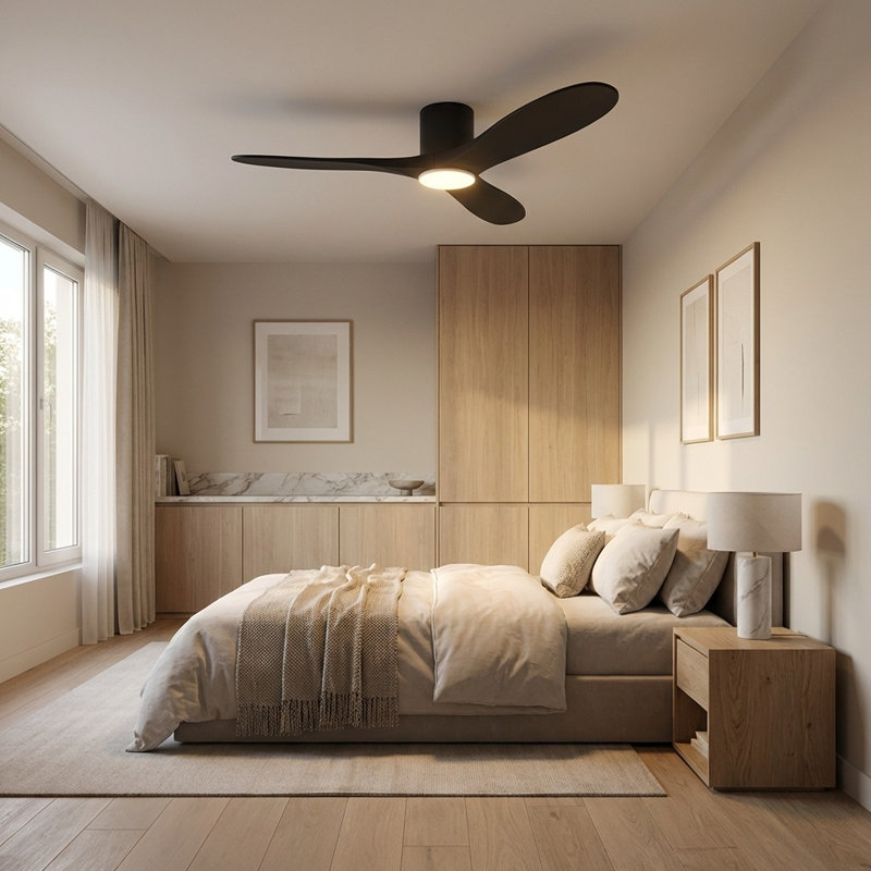 Ventilateur de plafond intelligent Smart Hugger, Noir mat, 52 po de largeur, Nuit noire