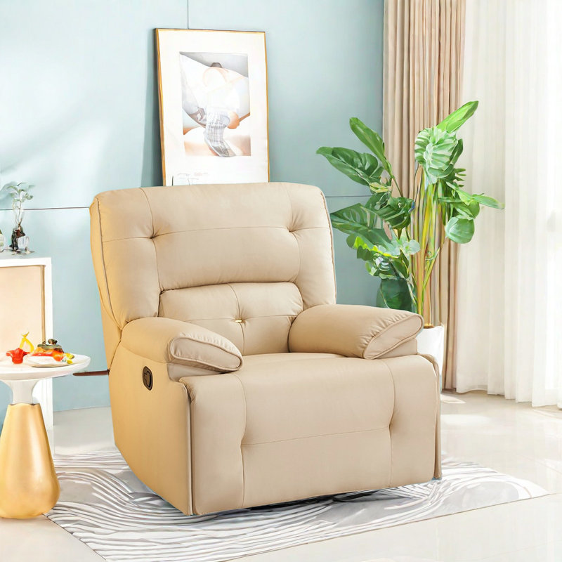 Smera Upholstered Swivel Recliner, Cream