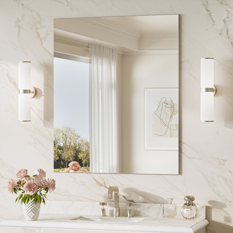 Miroir de salle de bain sans cadre, Rectangulaire, 36 po x 30 po