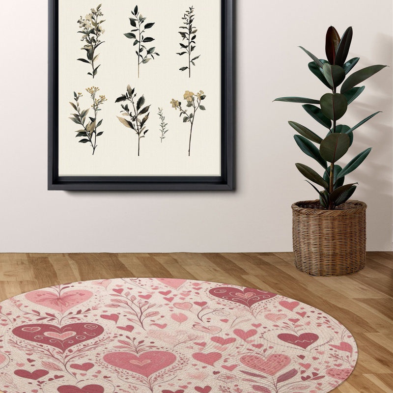 Tapis tressé Rosy Valentine, Rond 5 pi